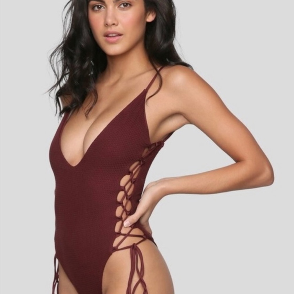 Planet Blue Mermaid Lace Up Swimsuit XS